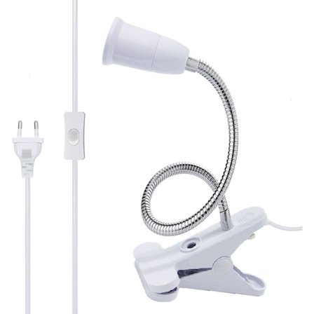 E27 klemmelampe, skrivebordsudtagsklemmelampe, klemmelamper, klemmelampe til seng, sengelampe med 1,2 m kabel og kontakt, klemmespot til læsning, 