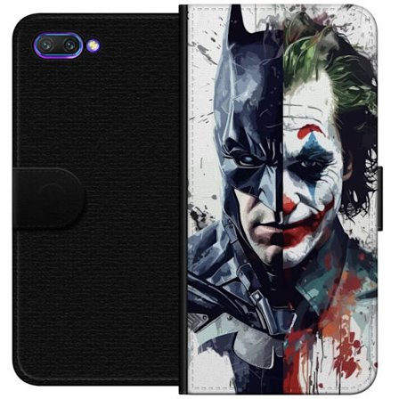 Yhteensopiva Lompakkokotelo Honor Honor 10 Jakettu muotokuva Batmanista ja Jokerista dramaattisessa kuvituksessa, kuvankaunis supersankariteema tummal