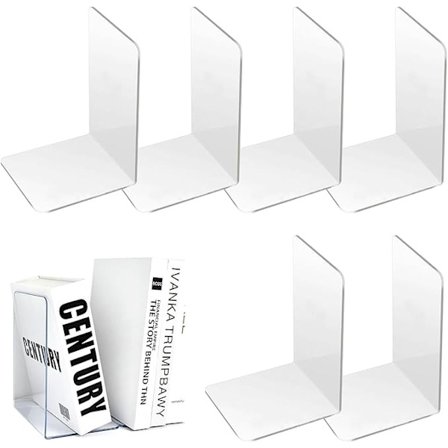 Transparent Acrylic Bookends - 6 Pack