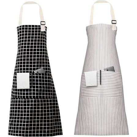 Unisex-säädettävä liivimekko, 2 kpl esiliinaa, jossa 2 taskua, ruoanlaittokeittiön kokin esiliinat, naisten ja miesten esiliinat kotiin, ravintolaan, 