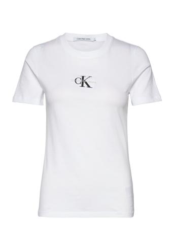 Monologo Slim Fit Tee T-shirts & Tops Short-sleeved Hvit Calvin Klein Jeans