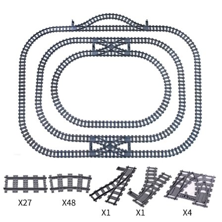 MOC City Train Rail Crossing Tracks Sæt Stud Gap Triple Switch Mursten Byggeklodser Teknisk Oplys legetøj til børn