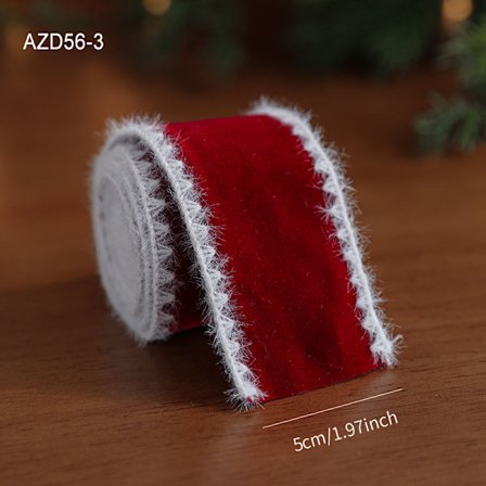 Rött Julrosettband Vit Kant Snöflingetryck Tyg Presentband