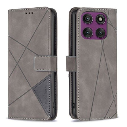 Motorola Edge 60 Pro Skal med Magnetisk Spänne och Rhombus Textur i Läder Fodral