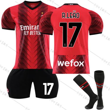 23/24 Ny sesong Hjem A.C. Milan FC R.LEAO Nr 17 Barn Jersey-pakke Barn-20