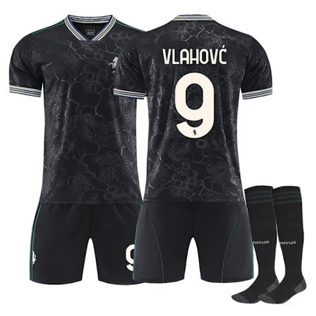 25-26 Juventus F.C. Udebane Tredje Trøjer NO.9 Vlahović Sæt Børn Voksen Fodboldudstyr Med Sokker