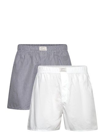 Stripe And Solid Boxer Shorts 2-P Blue GANT