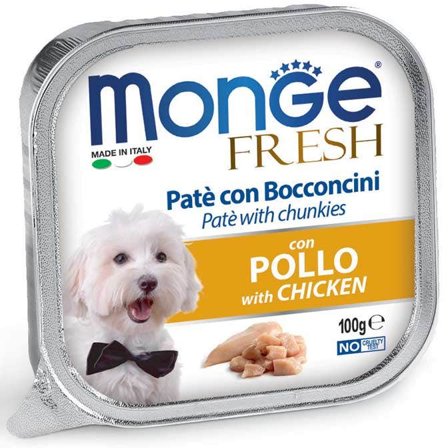 Monge Fresh Paté Bocconcini Con Pollo Cibo Umido Per Cani Adulti