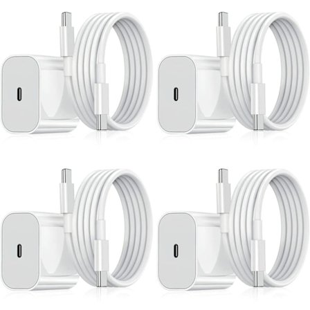 4-Pack - iPhone Laturi - Pikalaturi - Adapteri + 2m Kaapeli 20W USB-C Valkoinen 4-Pack iPhone (NT) 4-Pack {KDO}