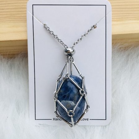 Kristallhållare Bur Halsband Kristallnät Metall Halsband SILVER Silver