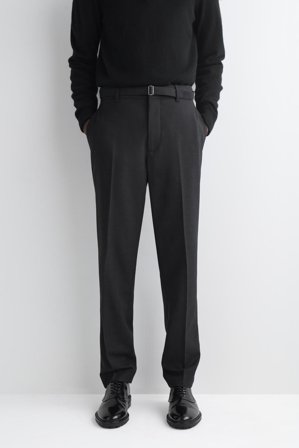 COS Belted Wool-Blend Slim Trousers in Grey - Men