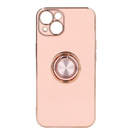 Mobiltelefondeksel for iPhone 13 med rosegullfarget glitterbelagt ringstativ Ultra tynn fleksibel TPU-telefonbeskyttende deksel
