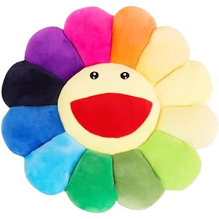 17" Solsikke Blomst Plys Pude, Smilende Ansigt Pude Farverig Hjem Soveværelse Indretning