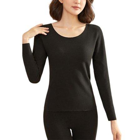 Termisk undertøy Herre Vinter Dame Langermet sett Fleece Holder Varmen I Kaldt Vær Dame Svart L Female Black