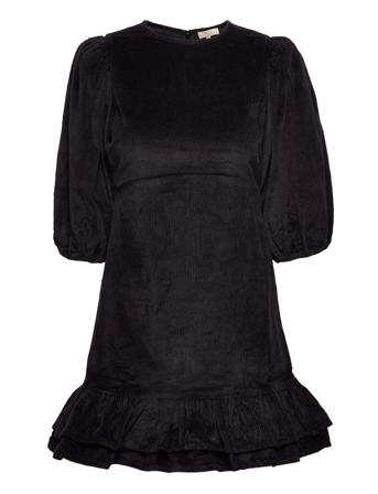 Corduroy Mini Flounce Dress Kort Klänning Svart By Ti Mo