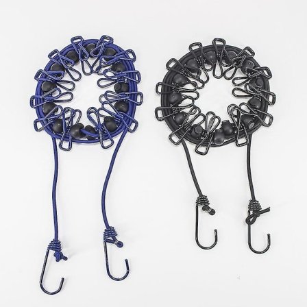 2-pakning bærbar med 12 klesklyper, vindtett reisesnor, tøybar, innfellbar, elastisk klessnor for hage, feriehotell, balkong