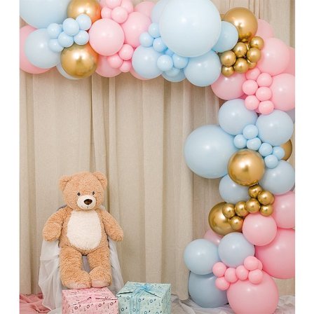 Ballongbåge Gender reveal / Babyshower Rosa Blå Guld