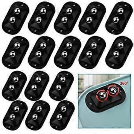 16 STK. (Sort) Selvklæbende Hjul Mini Drejelige Hjul, Opbevaringsboks Skraldespand Selvklæbende Rustfrit Stål Pasta Universalhjul, Dobbelt Kugle 360