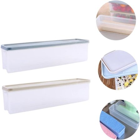 2 stk. lysegrønne + blå støvtætte isbakker, multifunktionelle plastikbeholdere til nudler, is og opbevaring, kreativt design til hjemmebrug