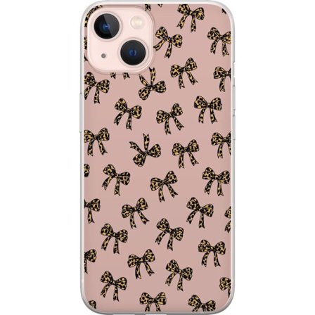 Kompatibel Mobilcover til Apple iPhone 13 Leopard buet sløjfe mønster lyserød baggrund leopardprint buer søde fashion girlie retro design mønster