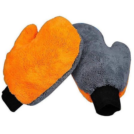 Bilvaskekluter Hanske, Vott Myk Mesh-bakside Ripefri Ultrafin Fiber Chenille Mikrofiber (2 stk, oransje)