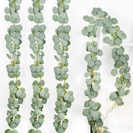 4 kpl Keinotekoinen Eukalyptus Girlande Tekosilkki Eukalyptuksen Lehdet Köynnökset Käsintehty Girlande Vihreä Häätausta Kaari Seinäsisustus