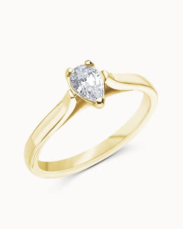 Alexia Forlovelsesring 18K Gull med Naturlig Pæreslipt Diamant