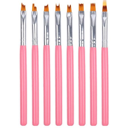 Nagelborste, gradientborste lila trähandtag nagelkonst poleringspenna, Alla hjärtans dag-present, rosa