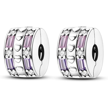 Sterling Silver Pavé Cubic Zirconia Clip Lock Spacer Stopper Charm Bead Stjärna Måne Onda Ögat Berlocker Smycken Gåva för Kvinnor