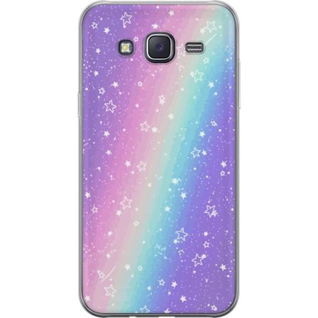 Kompatibel Mobilcover til Samsung Galaxy J5 Rainbow-farvet pastelbaggrund med hvide stjerner og glitrende prikker i blød overgang