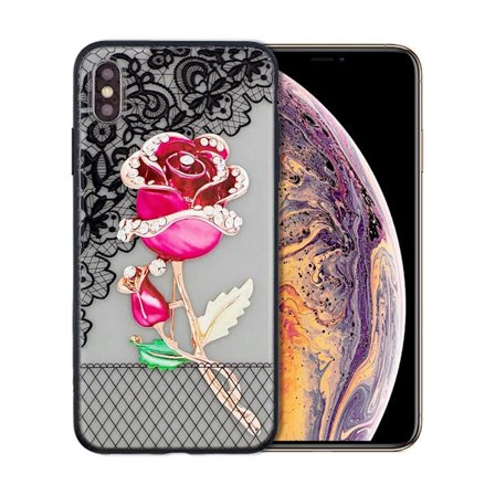 iPhone XS 3D strassdekor hybridfodral - Ros