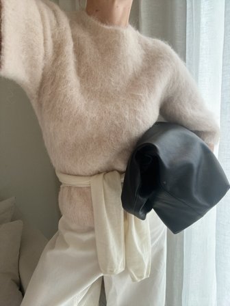 Premium Selection kurzärmeliger Strickpullover aus Alpakamischung - Pullover - Beige - L