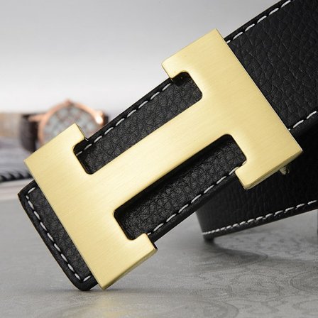 Belte Herre Casual Trendy Allsidig Mellomaldrende Personer Ungdom Buksebelte Black gold buckle