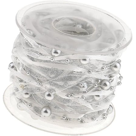 10 meter perlebånd, perlekæde, gavebånd, dekorationsbånd med perler