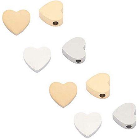 12 stk. 8 mm Hjerte Europeisk Perle Rustfritt Stål Perler 2 mm Hull Avstandsperler Metall Løs Perle