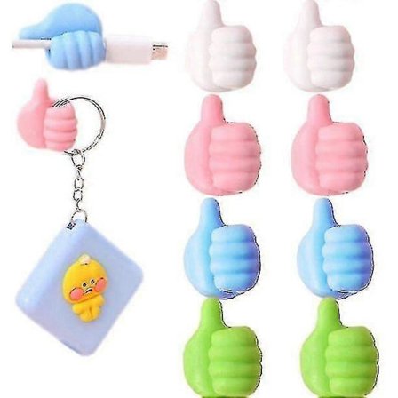8 stk. Kreative Tommel Opp Form Interessante USB-kabler Stativ Veggkrok Klips Holder[D]