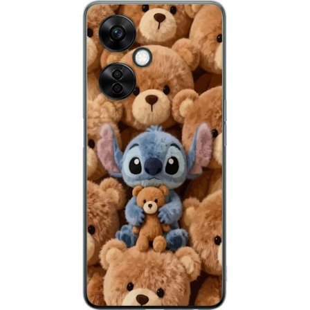 Yhteensopiva Puhelinkuori OnePlus Nord CE3 Stitch ympäröity ruskeilla teddykarhuilla, joilla on pieni nallekarhu sylissään söpössä ja kodikkaassa kawa