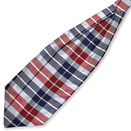 Ascot in seta a quadri blu e bordeaux per uomini - Cravatte ascot/Plastron