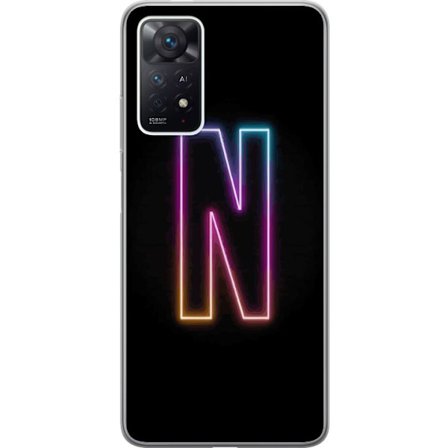 Kompatibelt Mobildeksel til Xiaomi Xiaomi Redmi Note 11 Pro Minimalistisk neonbokstav N i fargeskiftende lys mot svart bakgrunn