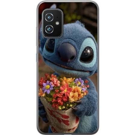 Kompatibel Mobilcover til Asus Asus Zenfone 8 Sød blå figur med store øjne, der holder en farverig buket i en varm og kær stil