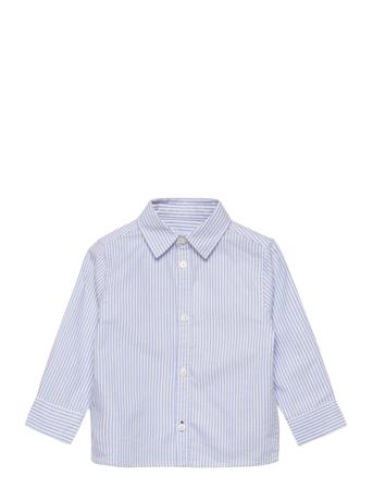 Regular-Fit Striped Shirt Shirts Long-sleeved Shirts Blå Mango*Betinget Tilbud