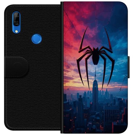 Yhteensopiva Lompakkokotelo Huawei Huawei P Smart Z Tyylikäs hämähäkki kaupungin horisontin yläpuolella dramaattisessa auringonlaskussa, graafine