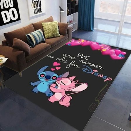 Stitch Disney Tæppe Nyt Anime Trykt Stue Soveværelse Gulvtæppe Kreativ Tegneserie Anti-skrid Børn Kravlemåtte Boligindretning