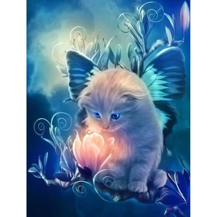 Diamond Painting 5d Diy Diamant Målning Blommor Och Katt 40x50cm