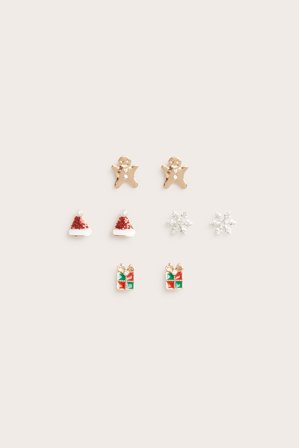 Kappahl | Bożonarodzeniowe kolczyki 4-pak | Czerwony