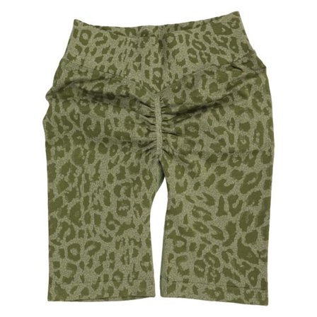 Högmidjade Yogashorts Butt Lifting Leopardtryck Sport Biker Shorts för Löpning