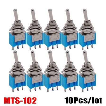 10 stk/parti Vippebryter Strømknappbryter MTS-102 PÅ-PÅ