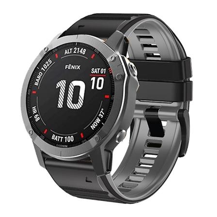 Silikoneurrem til Garmin Fenix 7X / 6X / 5X 26mm Black Grey