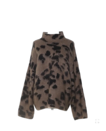 Brun leopardmönstrad polotröja