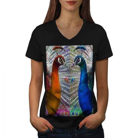 Påfågel färgglada djur kvinnor T-shirt 3XL